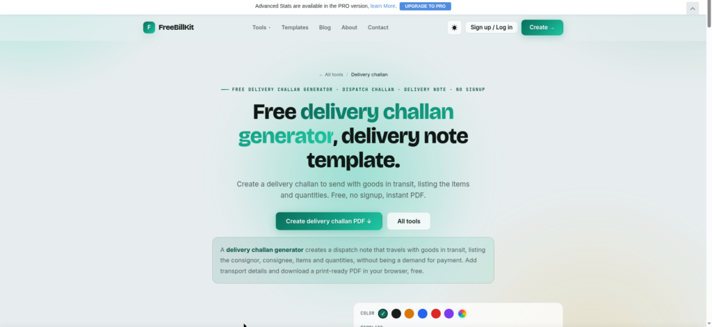 Free delivery challan template example