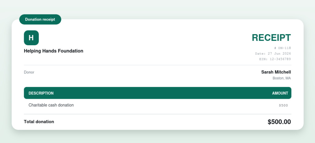 Free donation receipt generator
